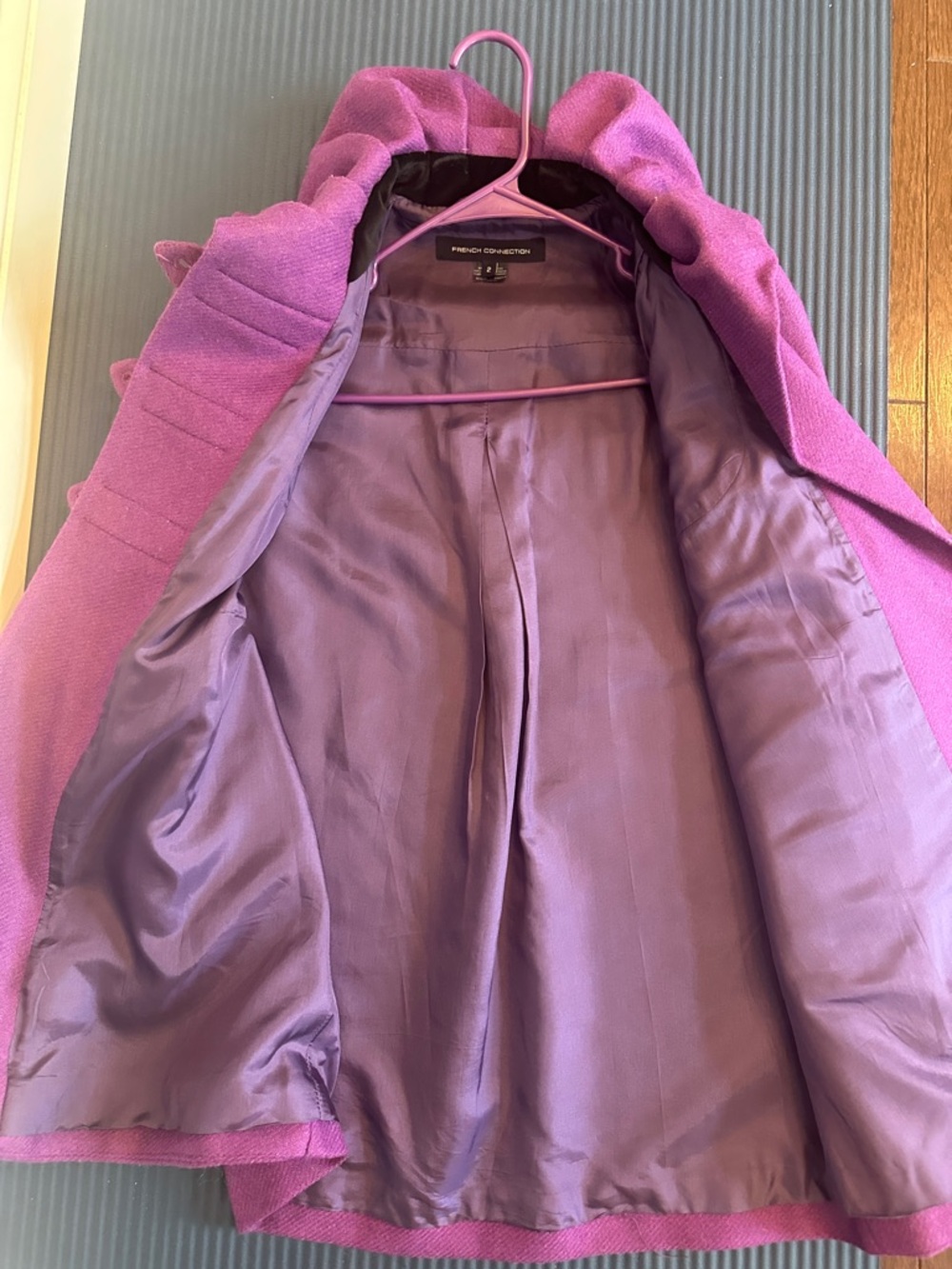Women’s Purple Double-Breasted Wool Blend Coat - Picture 2 of 2